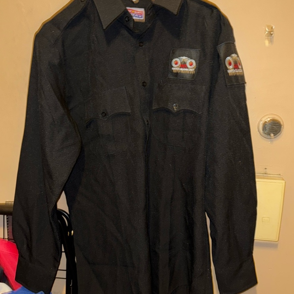 Black Men's button up security shirt